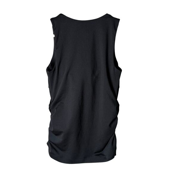 Athleta Black V-Neck Tank Top 34 A‎ Built-in Support Bra Ruched Sides - Picture 8 of 10